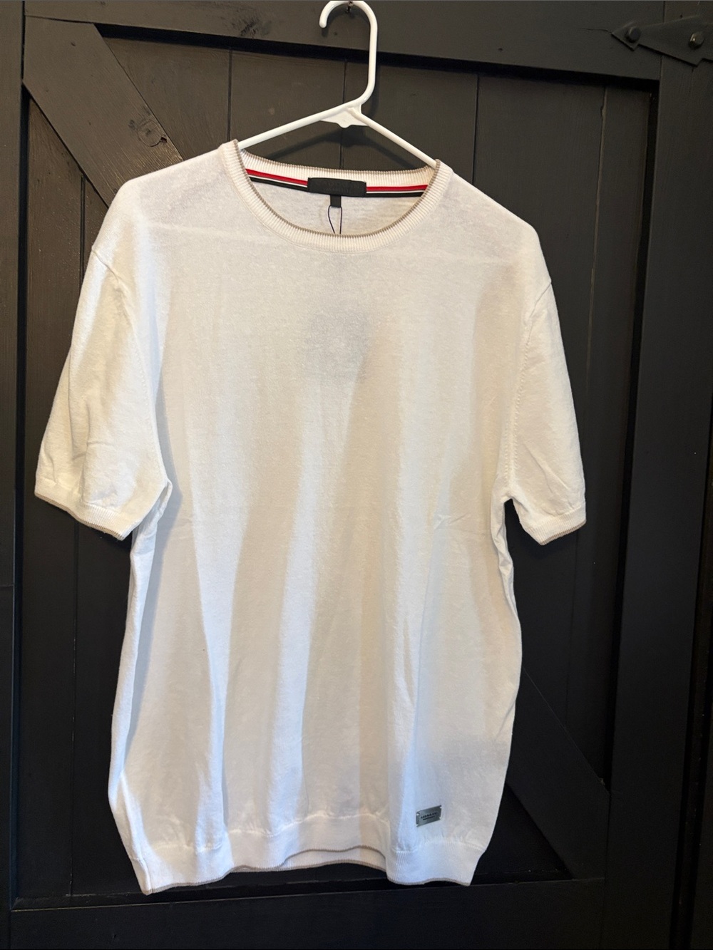 Men's White Short-Sleeve Knit Polo Tee